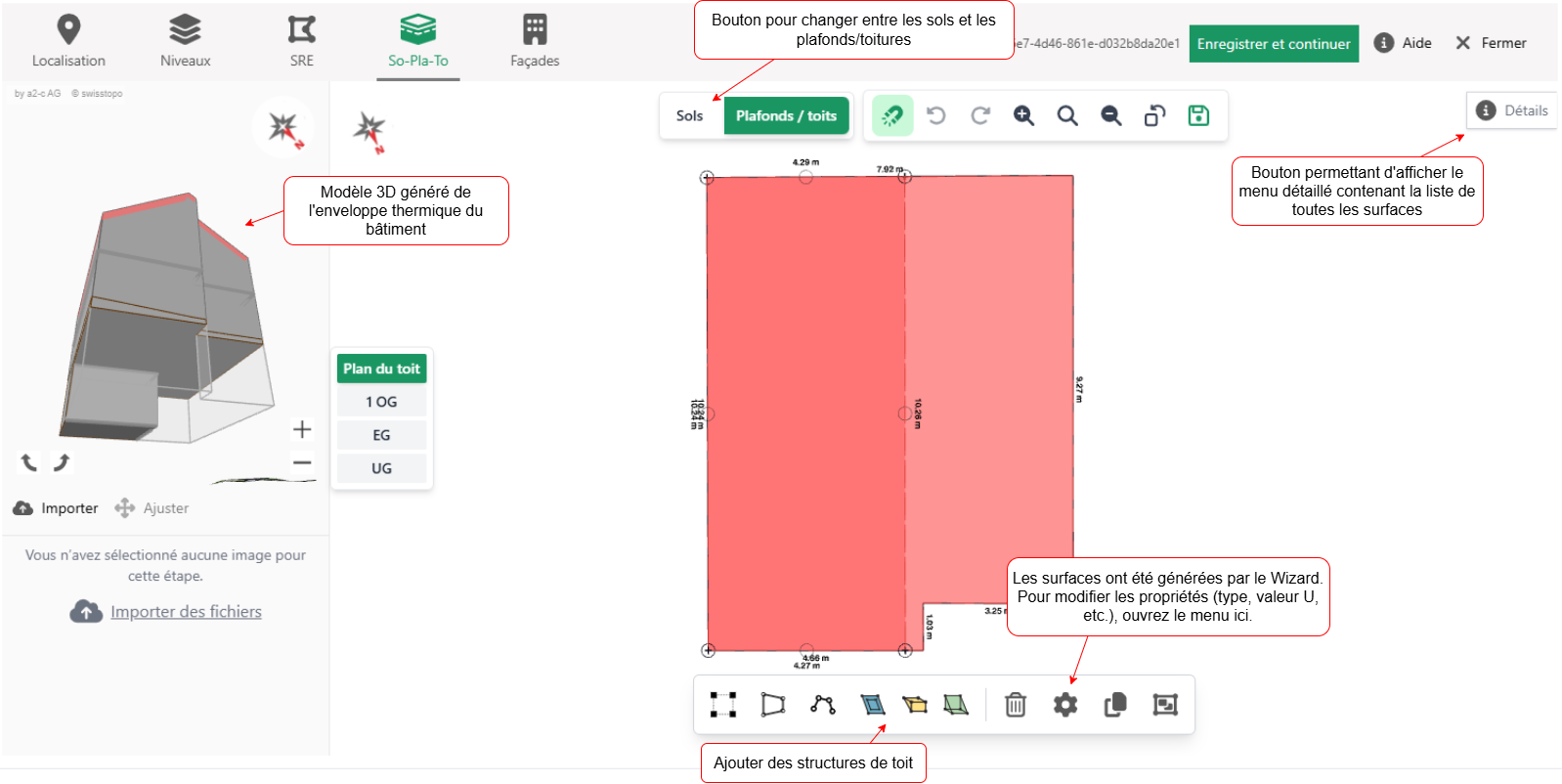 4a Plan du toit avec textes