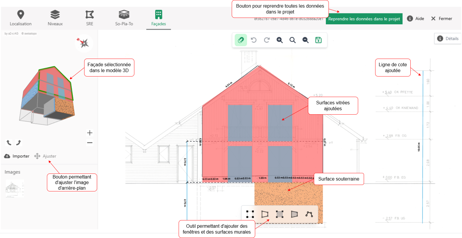 5 Facades avec textes